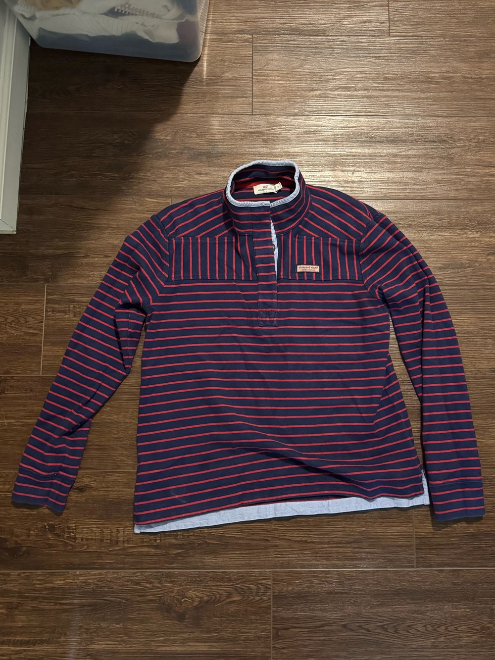 Vineyard Vines Navy and Red Striped Quarter-Zip